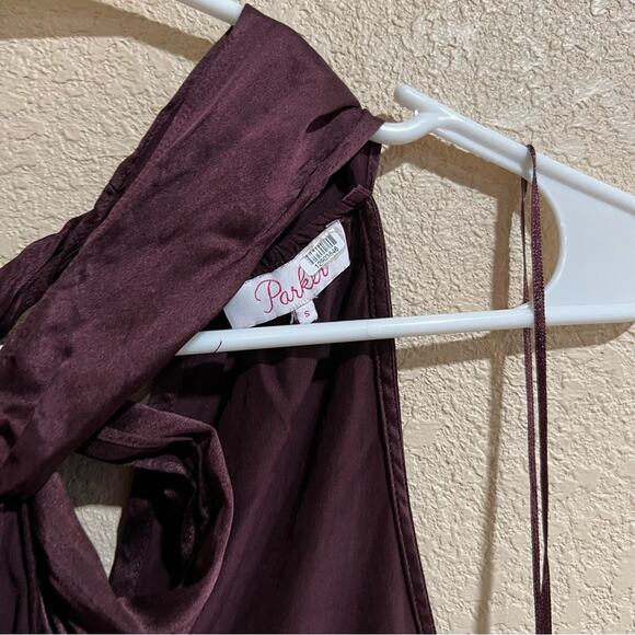 Parker Deep Purple Dallas Silk Halter Cutout Bow Top - Picture 6 of 8